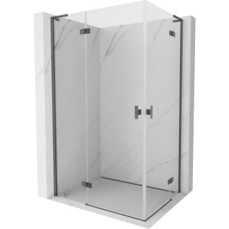 Mexen Mist-H L Duo sprchový kout s levým výklopným uzávěrem 85 x 75 cm, průhledný, kartáčovaná pistole gray - 8A5L-085L-075P-66-00