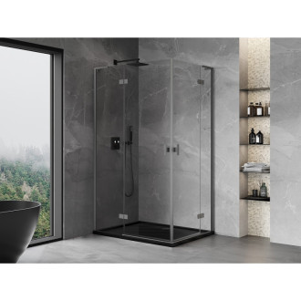 Mexen Mist-H L Duo kabina prysznicowa uchylna lewa 110 x 80 cm, transparent, gun gray szczotkowany - 8A5L-110L-080P-66-00