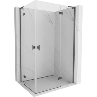 Sprchový kout Mexen Mist-H L Duo s pravým pantem 80 x 90 cm, průhledný, kartáčovaná pistolově šedá - 8A5L-080L-090P-66-00