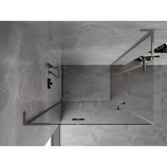Mexen Mist-H L Duo sprchový kout s levým výklopným mechanismem 115 x 95 cm, průhledný, kartáčovaná pistolově šedá - 8A5L-115L-095P-66-00