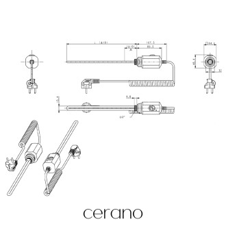 CERANO - Elektrická topná tyč s termostatem - 300W - chrom