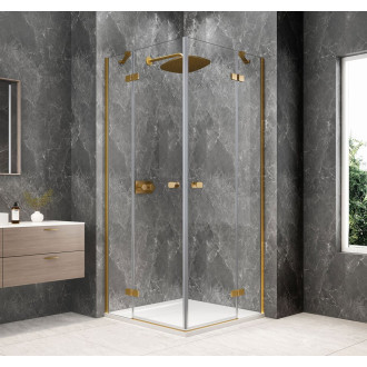 GLOBE GOLD MATT čtvercový sprchový kout 900x900mm, rohový vstup, čiré sklo GB5990G