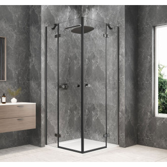 GLOBE GUN METAL čtvercový sprchový kout 1000x1000mm, rohový vstup, čiré sklo GB5010GM