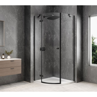GLOBE BLACK čtvrtkruhový sprchový kout 900x900mm, čiré sklo, levé GB2690LB