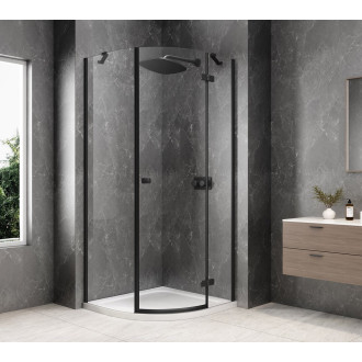 GLOBE BLACK čtvrtkruhový sprchový kout 900x900mm, čiré sklo, pravé GB2690RB