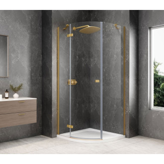 GLOBE GOLD MATT čtvrtkruhový sprchový kout 900x900mm, čiré sklo, levé GB2690LG