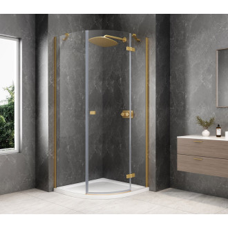 GLOBE GOLD MATT čtvrtkruhový sprchový kout 900x900mm, čiré sklo, pravé GB2690RG