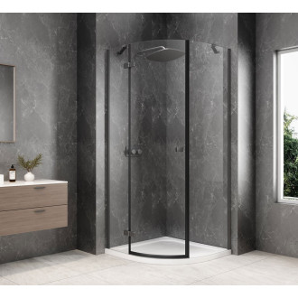 GLOBE GUN METAL čtvrtkruhový sprchový kout 1000x1000mm, čiré sklo, levé GB2610LGM