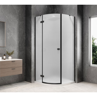 GLOBE BLACK čtvrtkruhový sprchový kout 900x900mm, matné sklo, levé GB2690MLB