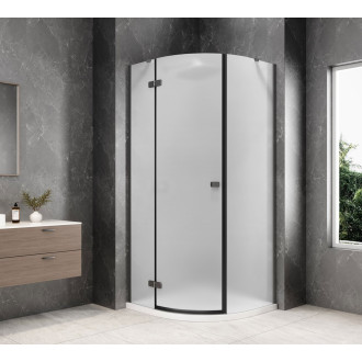 GLOBE GUN METAL čtvrtkruhový sprchový kout 900x900mm, matné sklo, levé GB2690MLGM