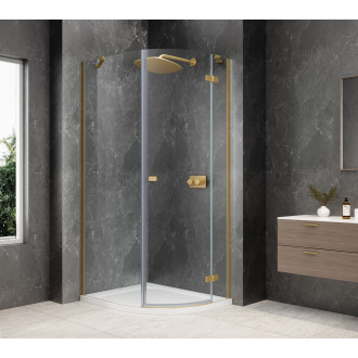 GLOBE GOLD MATT čtvrtkruhový sprchový kout 900x1000mm, čiré sklo, pravé GB2910RG