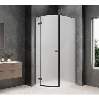 GLOBE GUN METAL čtvrtkruhový sprchový kout 900x1000mm, matné sklo, levé GB2910MLGM