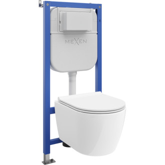 Podomítková toaleta Mexen Tex Air E s pneumatickým rámem a mísou Carmen Tornado a sedátkem s tlumeným dovíráním, bílá
