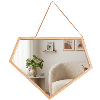 REA Dřevěné asymetrické zrcadlo 49cm HOM-08889