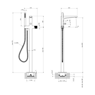 Omnires CONTOUR CT8033CR Stojící vanová baterie, chrom