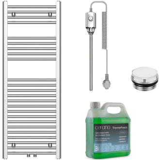 CERANO - Koupelnový elektrický radiátorový set Benito - 300W - chrom - 1200x450 mm