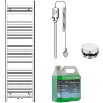 CERANO - Koupelnový elektrický radiátorový set Benito - 600W - chrom - 1500x450 mm