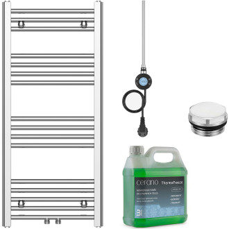 CERANO - Koupelnový elektrický radiátorový set Benito - WIFI - 300W - chrom - 1000x450 mm