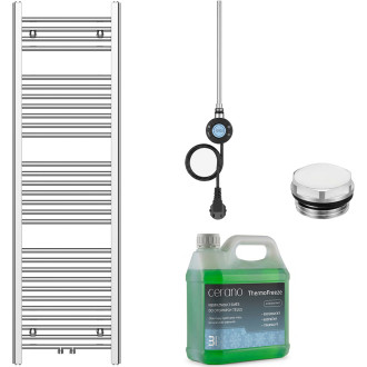 CERANO - Koupelnový elektrický radiátorový set Benito - WIFI - 600W - chrom - 1500x450 mm