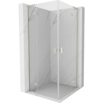 Sprchový kout Mexen Mist-H L Duo s výklopným mechanismem 90 x 90 cm, průhledný, kartáčovaný nikl - 8A5L-090L-090P-97-00