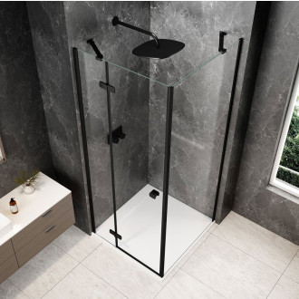 GLOBE BLACK čtvercový sprchový kout 800x800mm, čiré sklo, levé