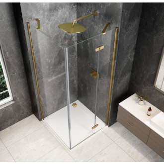 GLOBE GOLD MATT čtvercový sprchový kout 800x800mm, čiré sklo, pravé