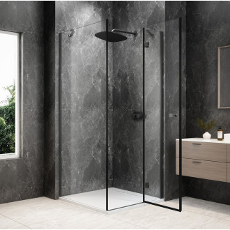 GLOBE GUN METAL čtvercový sprchový kout 800x800mm, čiré sklo, pravé