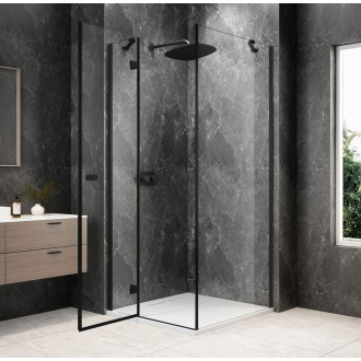 GLOBE BLACK čtvercový sprchový kout 900x900mm, čiré sklo, levé