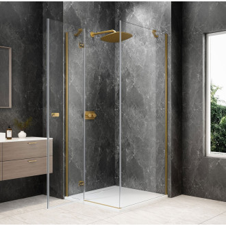 GLOBE GOLD MATT čtvercový sprchový kout 900x900mm, čiré sklo, levé
