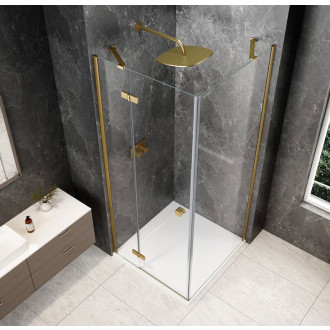 GLOBE GOLD MATT čtvercový sprchový kout 900x900mm, čiré sklo, levé