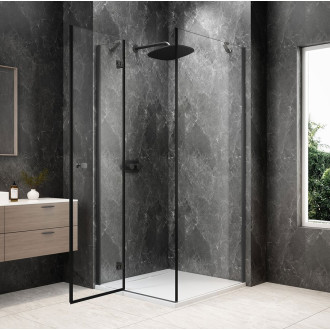 GLOBE GUN METAL čtvercový sprchový kout 900x900mm, čiré sklo, levé