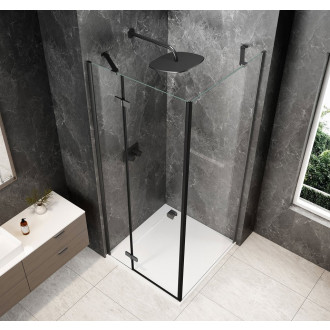 GLOBE GUN METAL čtvercový sprchový kout 900x900mm, čiré sklo, levé