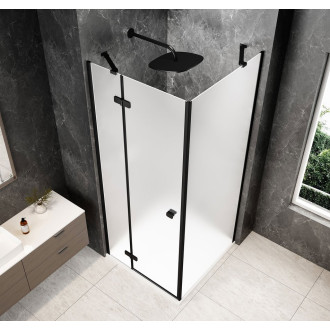 GLOBE BLACK čtvercový sprchový kout 800x800mm, matné sklo, levé