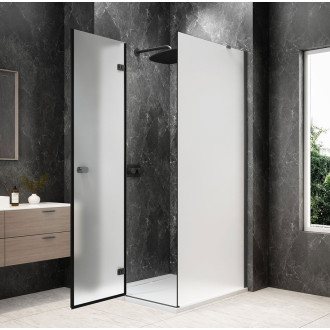 GLOBE GUN METAL čtvercový sprchový kout 800x800mm, matné sklo, levé