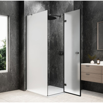 GLOBE GUN METAL čtvercový sprchový kout 800x800mm, matné sklo, pravé