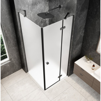 GLOBE GUN METAL čtvercový sprchový kout 800x800mm, matné sklo, pravé
