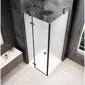 GLOBE GUN METAL čtvercový sprchový kout 900x900mm, matné sklo, levé
