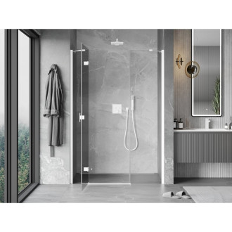 Mexen Mist-H drzwi prysznicowe uchylne lewe 135 cm, transparent, białe - 8A5-135-001-20-00-L
