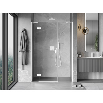 Mexen Mist-H drzwi prysznicowe uchylne lewe 145 cm, transparent, białe - 8A5-145-001-20-00-L