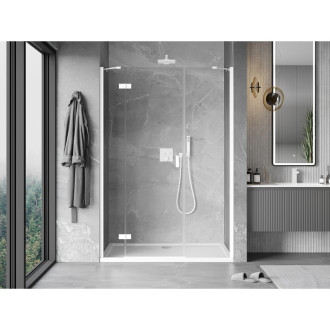 Mexen Mist-H drzwi prysznicowe uchylne lewe 150 cm, transparent, białe - 8A5-150-001-20-00-L