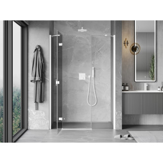 Mexen Mist-H drzwi prysznicowe uchylne lewe 155 cm, transparent, białe - 8A5-155-001-20-00-L