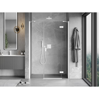 Mexen Mist-H drzwi prysznicowe uchylne prawe 145 cm, transparent, białe - 8A5-145-001-20-00-P