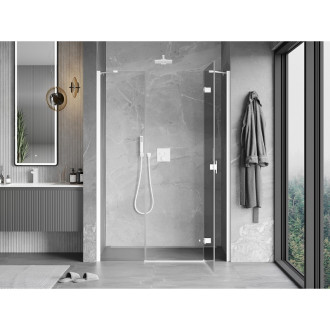 Mexen Mist-H drzwi prysznicowe uchylne prawe 145 cm, transparent, białe - 8A5-145-001-20-00-P