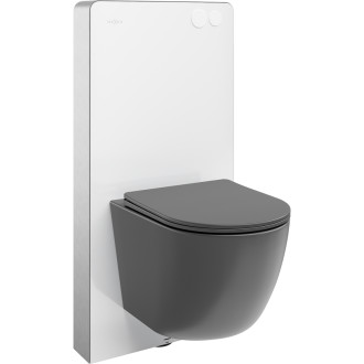 Mexen WC sada k omítce, pneumatický rám Tex Air G s mísou Lena a sedátkem s tlumeným dovíráním, světle šedá matná