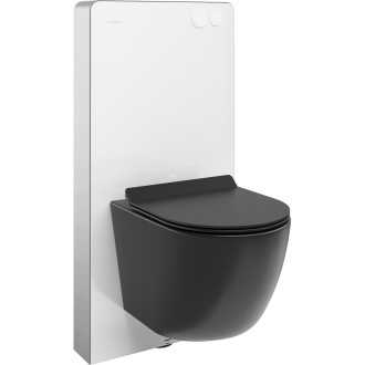 Mexen WC sada k montáži na povrch, pneumatický rám Tex Air G s mísou Lena a sedátkem s tlumeným dovíráním, matná černá - 615030221085A-20