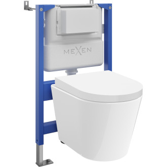 Podomítková toaleta Mexen Tex Air XS-F s pneumatickým rámem a mísou Rico a sedátkem s tlumeným dovíráním, bílá - 610830724000A
