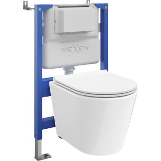 Mexen Tex Air XS-F skrytá toaleta s pneumatickým rámem a mísou Rico a sedátkem s tlumeným dovíráním, bílá - 610830720300A
