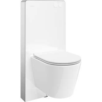 Mexen WC sada k omítce, pneumatický rám Tex Air G s mísou Rico Tornado a sedátkem s tlumeným dovíráním, bílá