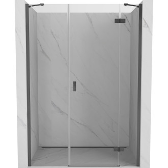 Sprchové dveře Mexen Mist-H s pravými panty 125 cm, průhledné, kartáčovaná pistolově šedá - 8A5-125-001-66-00-P