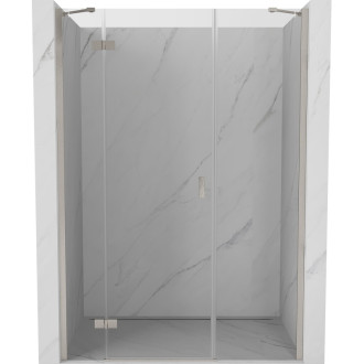 Sprchové dveře Mexen Mist-H s levými panty 135 cm, průhledné, kartáčovaný nikl - 8A5-135-001-97-00-L